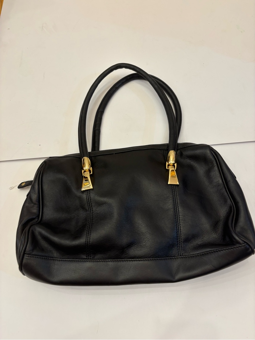 Tignanello Black Women's Leather Tote Bag with Gold Hardware